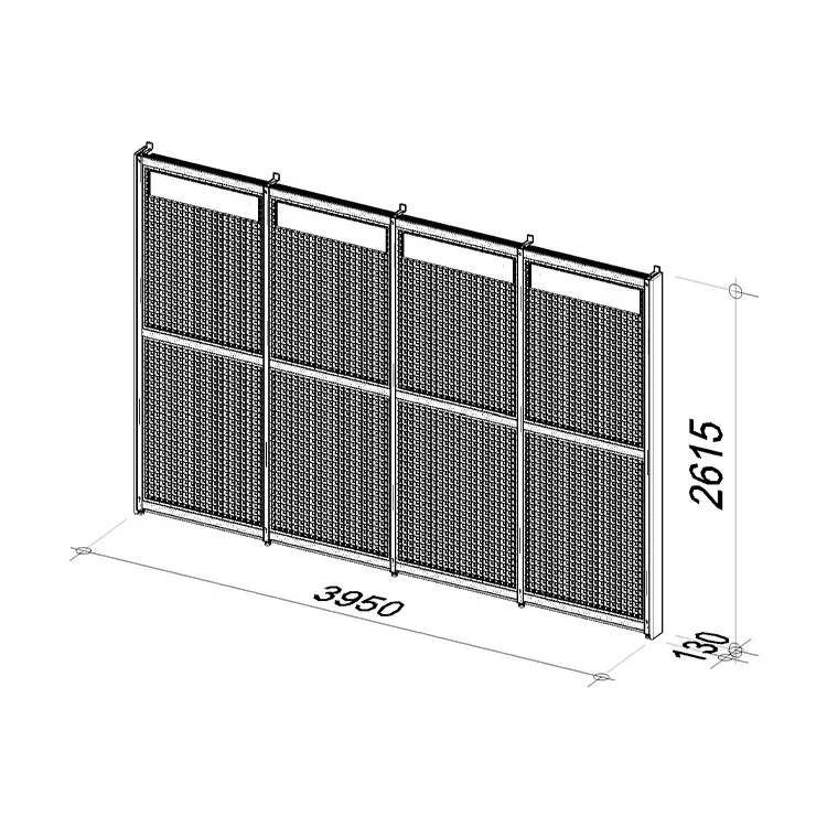 Grid wall set-up | Length 3950 mm | Width 135 mm | Height 2612 mm