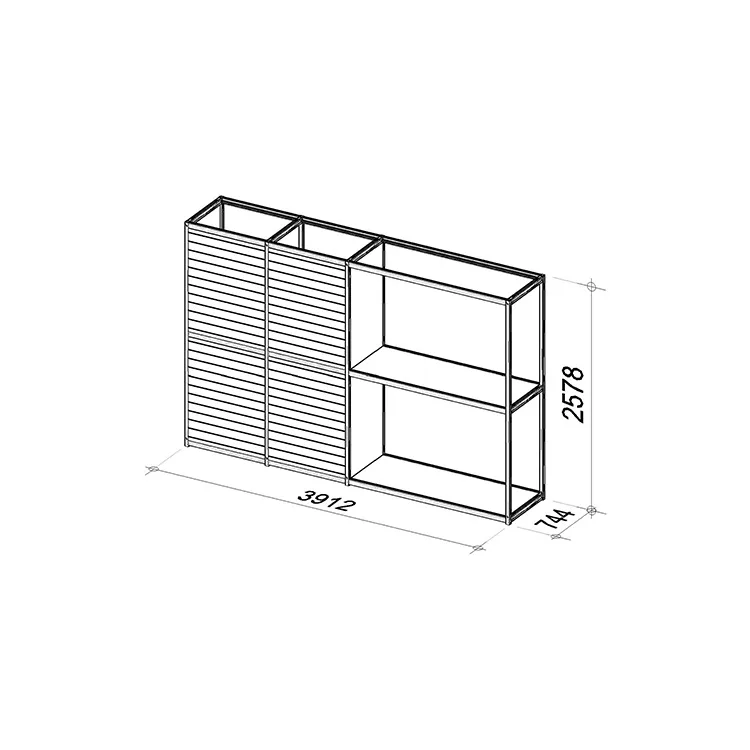 Decoframe set-up | Length 3912 mm | Width 744 mm | Height 2578 mm