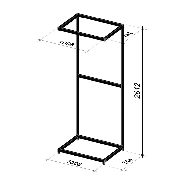 1M Base frame open | Length 1008 mm | Width 744 mm | Height 2612 mm