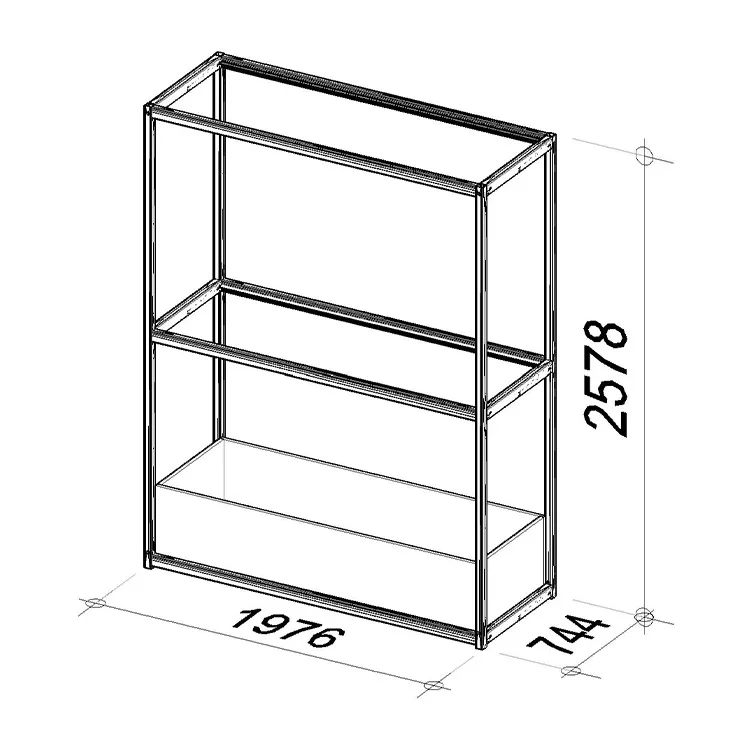 Decoframe set-up | Length 1976 mm | Width 744 mm | Height 2578 mm