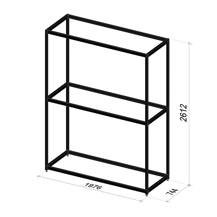 2M Base frame | Length 1976 mm | Width 744 mm | Height 2612 mm