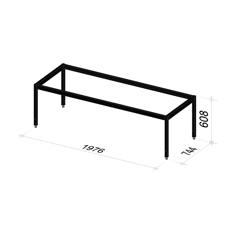 2M Base frame | Length 1976 mm | Width 744 mm | Height 600-650 mm