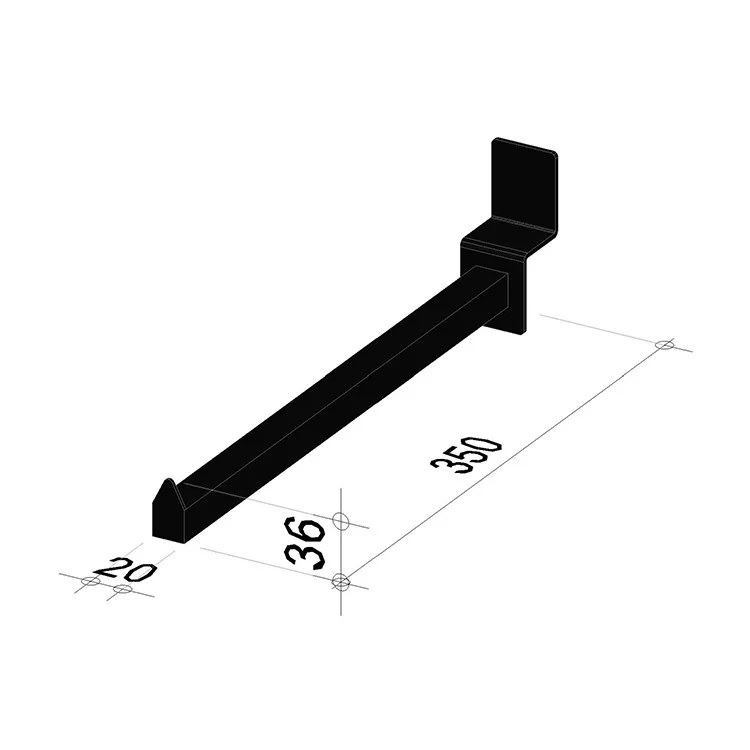 Grid wall large hook | Length 350 mm | Width 20 mm | Height 36 mm